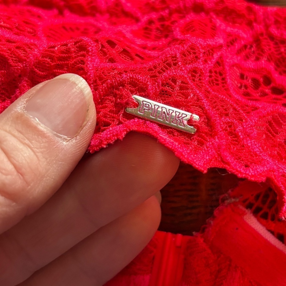 Pink by VS | Ruby red front snap racer back bralette | 34DD - Picture 5 of 6